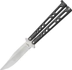 Benchmark Balisong 9" Black Silver Stainless Folding Knife 005