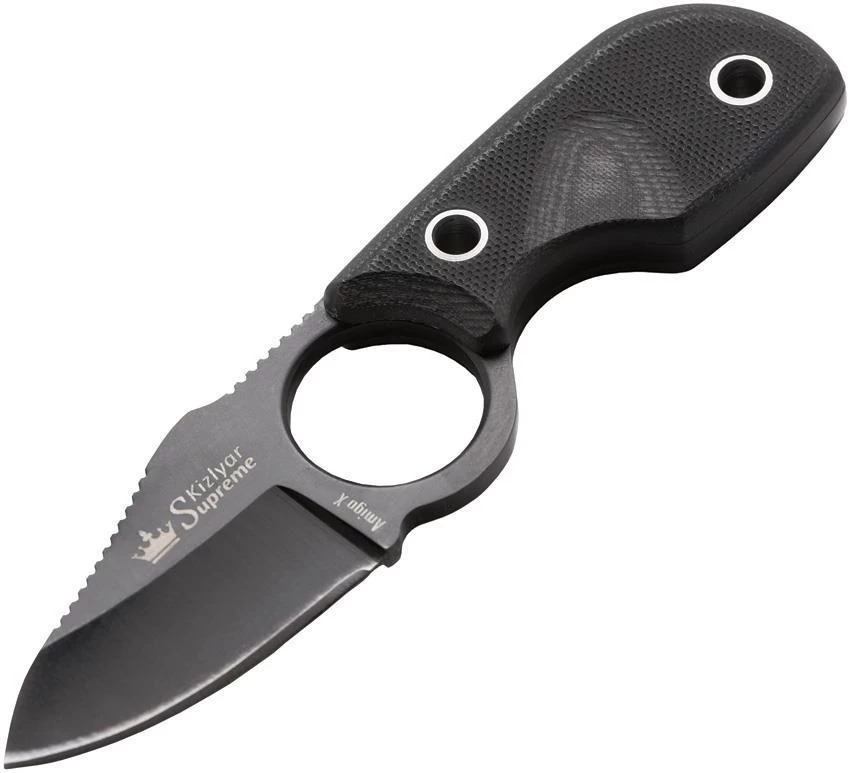Kizlyar Amigo X Fixed TiNi AUS-8 Stainless Black G10 Handle Neck Knife 0089