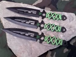 Z Hunter Zombie Triple Knife 3 PC Throwing Set 7.5" Green & Black - 0753