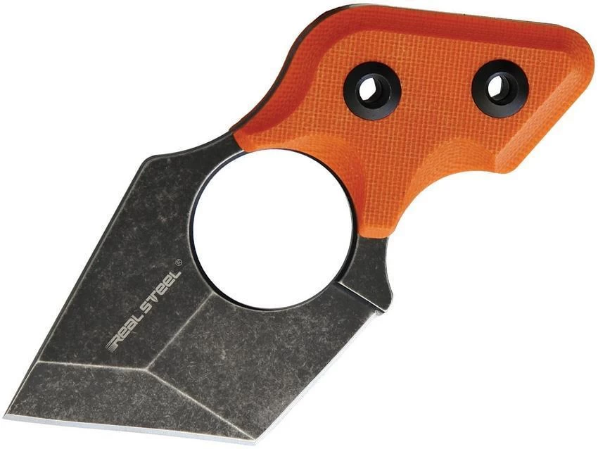 Real Steel Black Cat Orange G10 4" Fixed Tanto Blackwash Neck Knife 3123