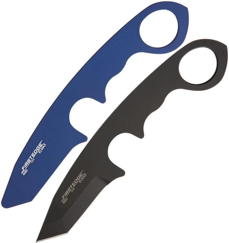 FirstEdge HR-1 Raptor Fighter/Backup 2 Piece Fixed Blade Blue & Black Knives K4880