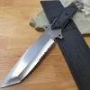 12" Full Tang Tanto Hunting Bowie Knife Satin Plain Half Serrated Blade W/ Sheath - 4960ch