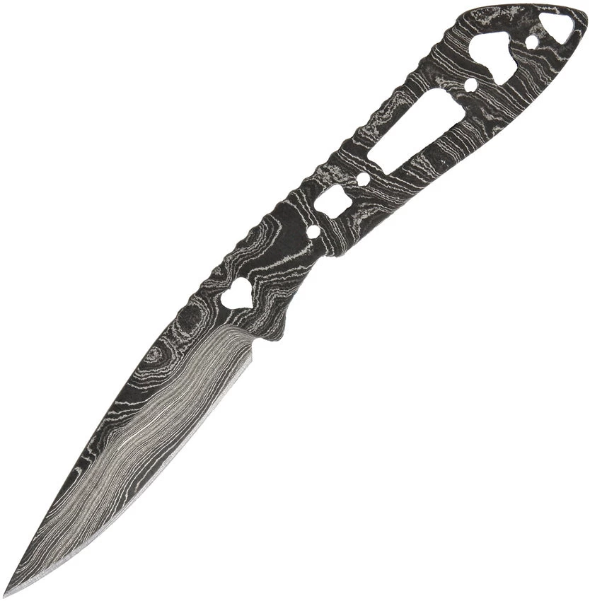 Alabama Damascus Steel Heart Cutout Full Tang Fixed Blade Knife Blank S094