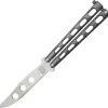 Bear & Son Butterfly Trainer Silver Vein Die Cast Metal Handle Unsharpened Stainless Training Knife 114TR