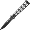 Bear & Son Butterfly Black Handle 1095HC Steel Folding Blade Balisong Knife 115B