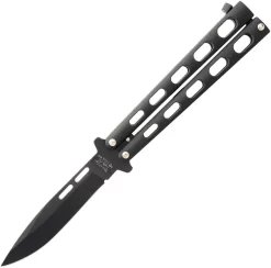 Bear & Son Butterfly Black Handle 1095HC Steel Folding Blade Balisong Knife 115B