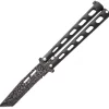 Bear & Son Butterfly Damascus Steel Tanto Blade Silver Vein Handle Balisong115TAND