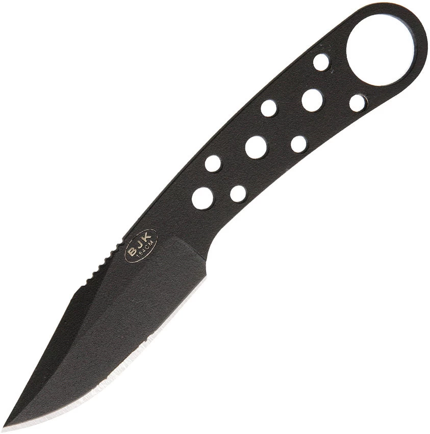 Blackjack Model 155 Black Stainless Fixed Blade Neck Knife W/ Sheath 155BK