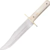 Bear & Son Bowie Smooth White Bone Stainless Fixed Blade Knife W/ Sheath WSB02