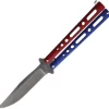 Benchmark Balisong Red & White & Blue Zinc Stainless Clip Point Butterfly Knife 023