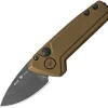 Buck Automatic Mini Deploy Knife Button Lock Burnt Bronze Aluminum 154CM Stainless Drop Pt 839BRS1