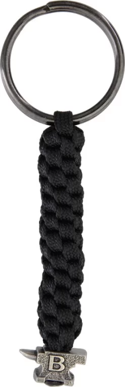 BUCK Knives Standard Black Paracord Pewter Bead Keyring Key Chain Fob KFBP