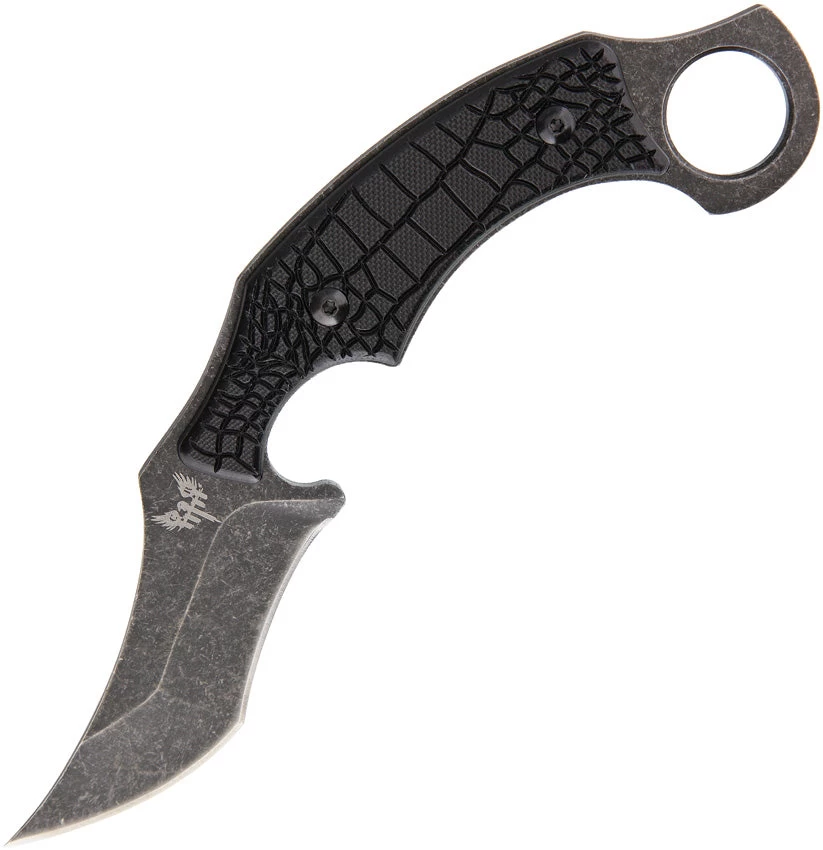 Combat Ready Black G10 Karambit Stonewash Fixed Blade Neck Knife 340
