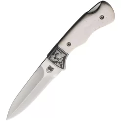 Cobratec Knives White Bone Folding 440C Stainless Push Dagger Knife W/ Sheath TFWPD
