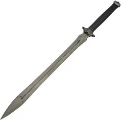 Dark Xiphos Sword Black Leather Wrapped Manganese Blade W/ Belt Sheath 926981