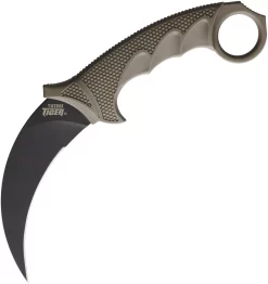 Cold Steel Karambit Steel Tiger Fixed Blade Knife Dark Earth AUS-8A 49KSTDEBK