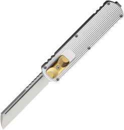 D Rocket Designs Automatic Zulu Knife OTF Silver & Bronze Aluminum Bohler M390 Blade ZUGS