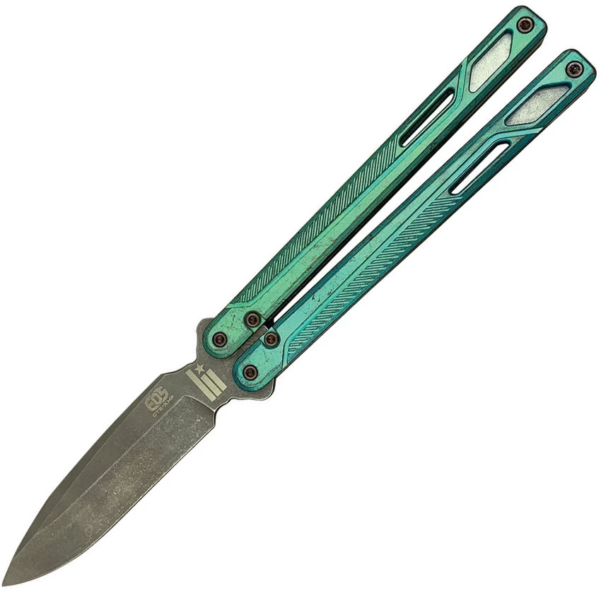 EOS Serpent Green Titanium Balisong Butterfly Knife 073