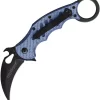 Fox Karambit Linerlock Blue Carbon Fiber Folding Bohler N690 Pocket Knife 599BLT