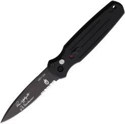 Gerber Automatic Mini Covert Knife Button Lock Black Aluminum CPM-S30V Stainless Blade 0244