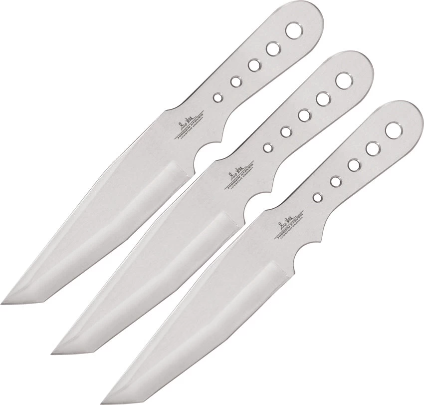GIL HIBBEN Large Triple Thrower 3pc Set Fixed Blade Throwing Knives With Leather Sheath 5003