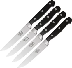 Hen & Rooster Four Piece Kitchen Knife Set 4pc Black Bakelite Stainless 008