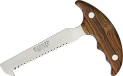 Joker Bocote Wood Handle Fixed Serrated Stainless 5.75" Saw W/ Belt Sheath RCB95