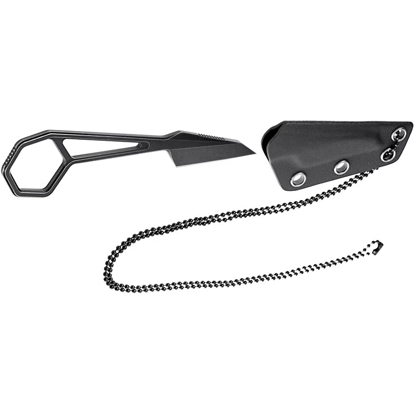 Kansept Knives Hex Black Sandvik 14C28N Fixed Blade Neck Knife W/ Kydex Sheath 0001A4 - Image 2