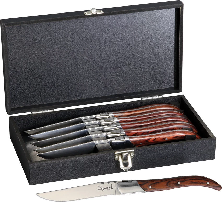 Laguiole LA TOUR 6pc Ultra Premium Kitchen Steak Knife Set W/ Case KUPWD