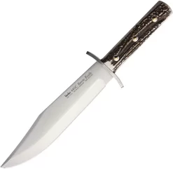 Linder Bowie Stag 440C Stainless Clip Point Fixed Blade Knife W/ Sheath 177425