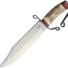 Old Forge Civil War Bowie Stag Bone Fixed Blade Knife W/ Belt Sheath 039