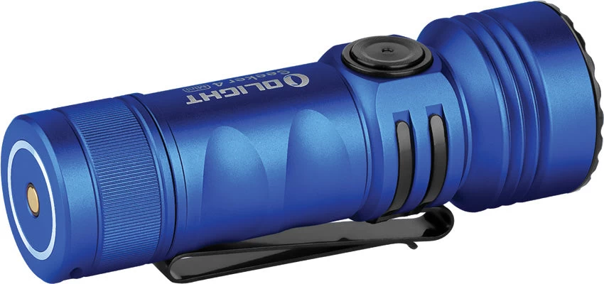 Olight Seeker 4 Mini Blue Smooth Aluminum Water Resistant Flashlight SKR4MINIBL - Image 3