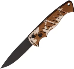 Piranha Knives Automatic Pocket Tactical Knife Button Lock Camo Aluminum Black 154CM Blade CP1CT