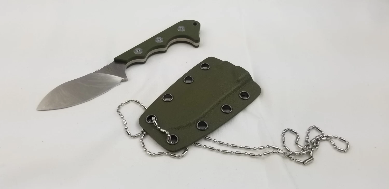 QSP Neckmuk Green G10 Neck Knife + Sheath 125c - Image 8