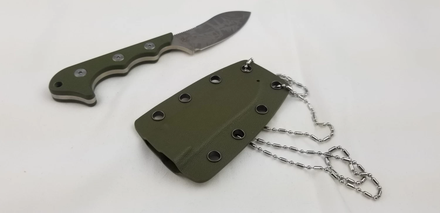 QSP Neckmuk Green G10 Neck Knife + Sheath 125c - Image 9