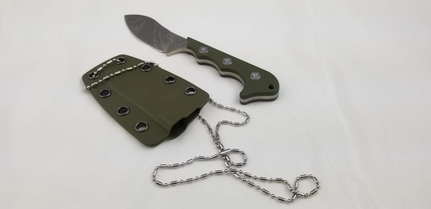 QSP Neckmuk Green G10 Neck Knife + Sheath 125c - Image 10