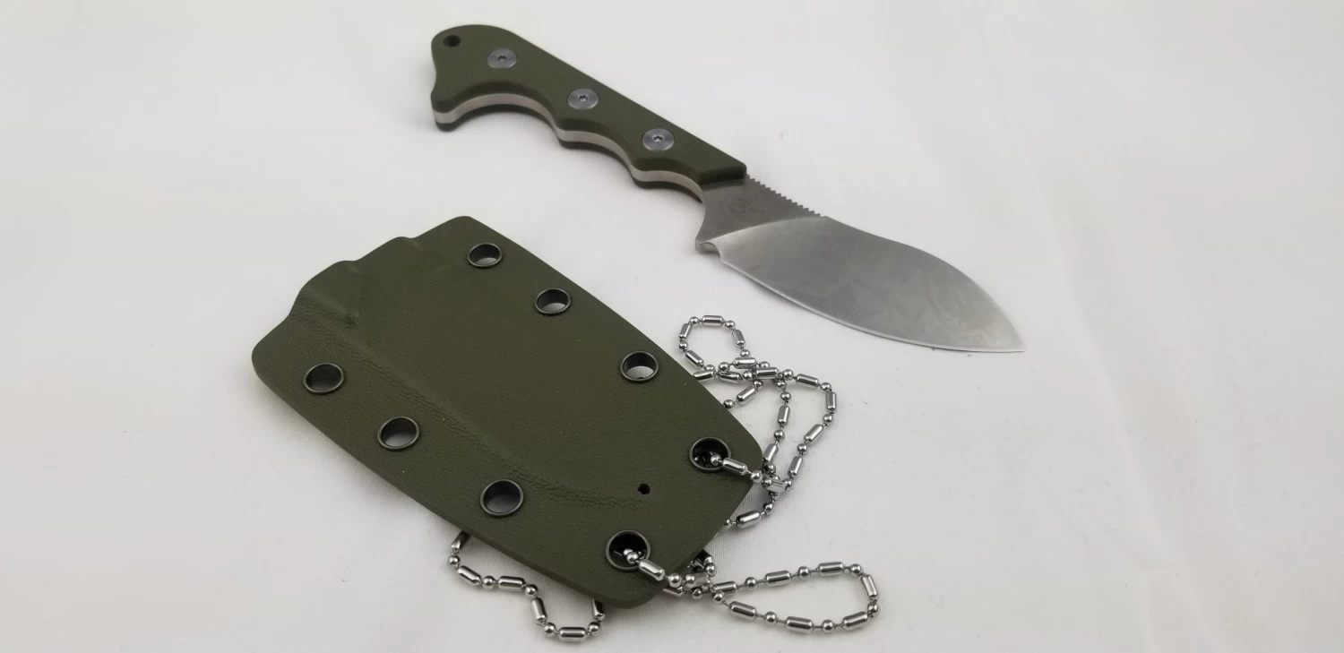 QSP Neckmuk Green G10 Neck Knife + Sheath 125c - Image 11