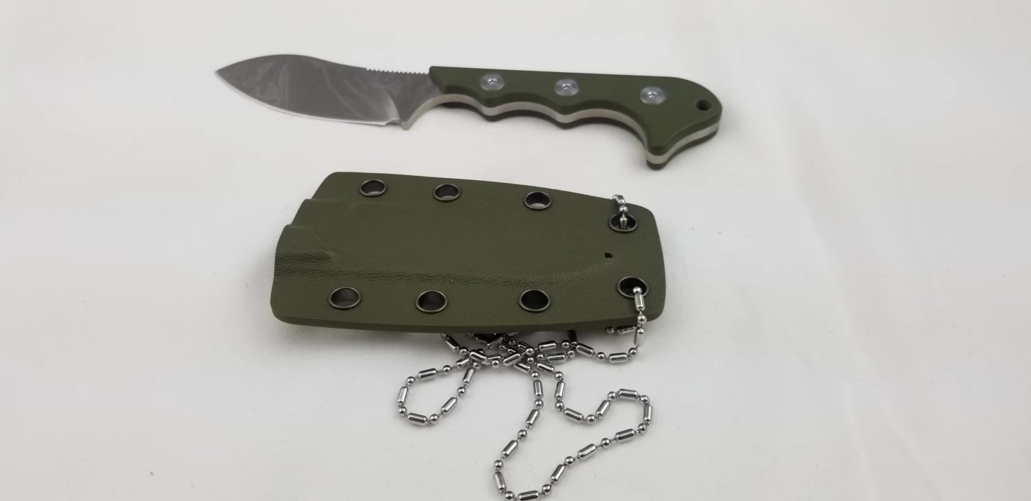 QSP Neckmuk Green G10 Neck Knife + Sheath 125c - Image 12