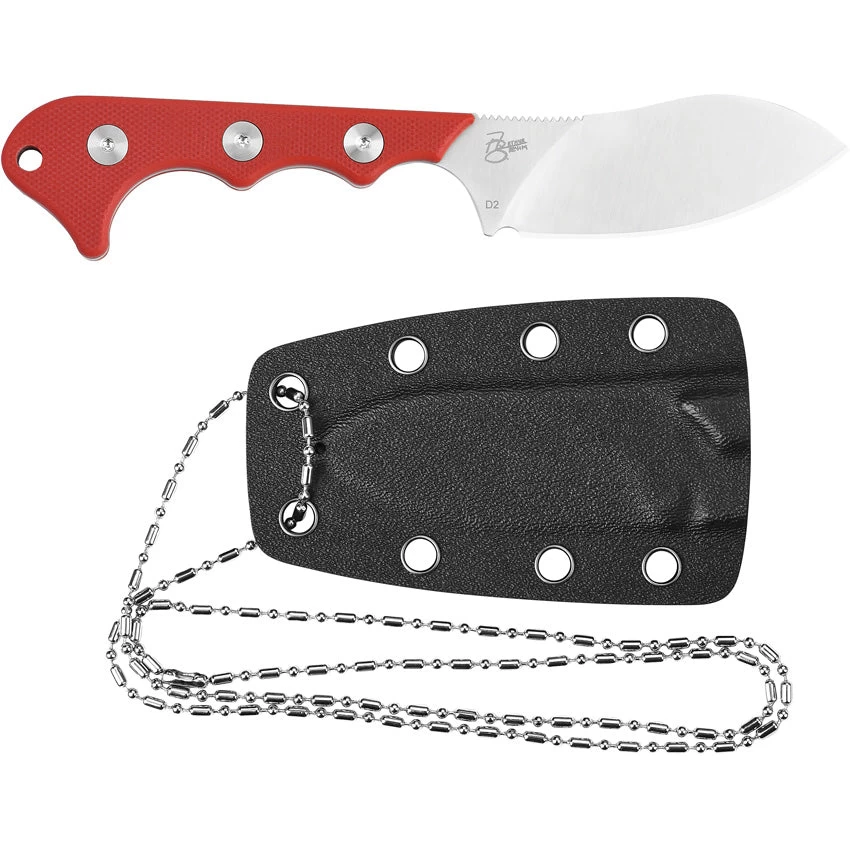 QSP Knife Neckmuk Fixed Blade Neck Knife Red G10 D2 Steel W/ Sheath 125G - Image 3