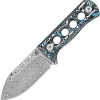 QSP Knife Canary Frost Carbon Fiber Damascus Steel Fixed Blade Neck Knife 141I