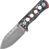 QSP Knife Canary Nebula Carbon Fiber Damascus Steel Fixed Blade Neck Knife 141J