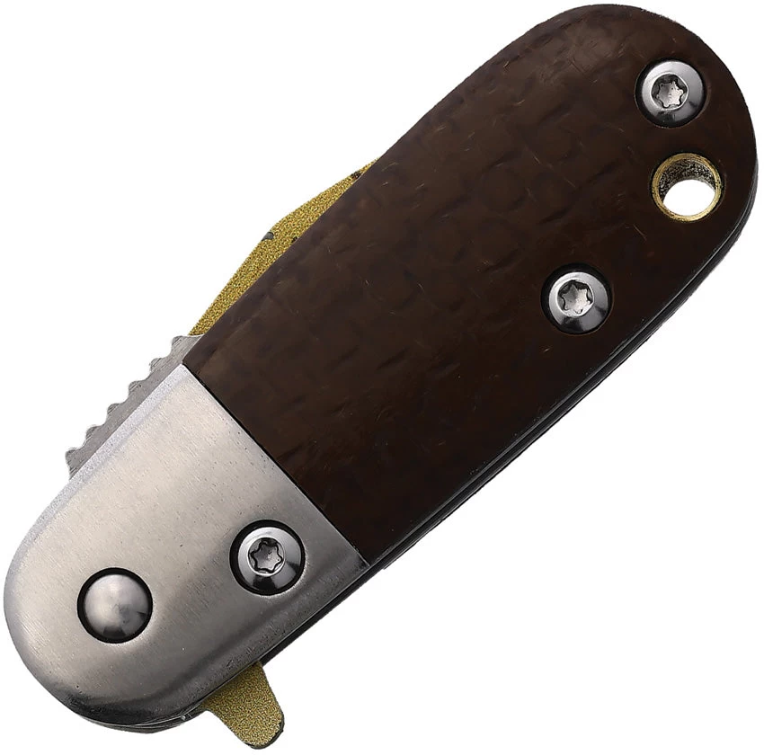 Rough Ryder Tater Tot Linerlock A/O Brown Micarta Folding Stainless Knife 2602 - Image 2