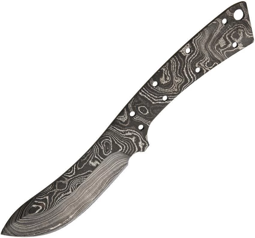 Alabama Damascus Steel 7.5" Full Tang Fixed Blade Knife Blank S032 - Image 2