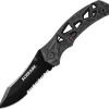 Schrade Shizzle M.A.G.I.C. Black A/O Assisted Open AUS-8 Serrated Folding Knife A11bs