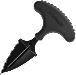 SCHRADE 2.75" Black Partially Serrated Edge Push Dagger Fixed Blade Knife W/ Keychain - F50