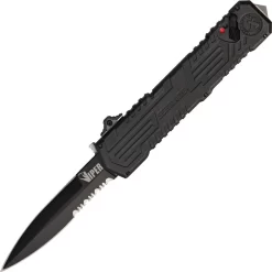 Schrade Viper Out The Front 3rd Generation Serrated Blade Black Knife OTF3BS
