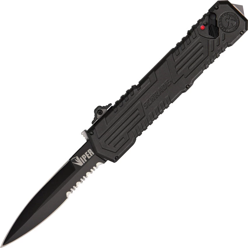 Schrade Viper Out The Front 3rd Generation Serrated Blade Black Knife OTF3BS