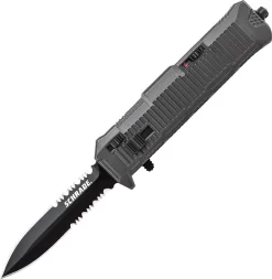 Schrade Out The Front Assist Spear Serrated Blade Gray Zytel Handle Knife OTF8BS