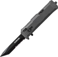 Schrade Actuator Out The Front Assist Tanto Serrated Stainless Blade Gray Handle Knife OTF8TBS