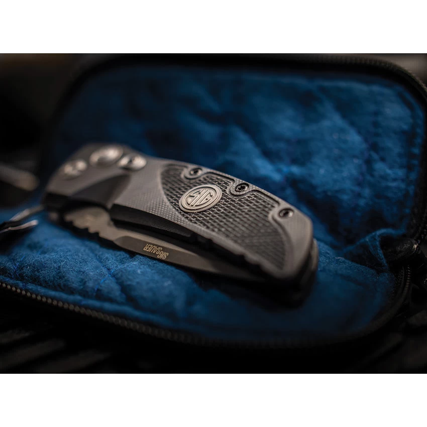 Sig Automatic EX-A01 Knife Button Lock Black G10 154CM Stainless Drop Point Blade 36132 - Image 3